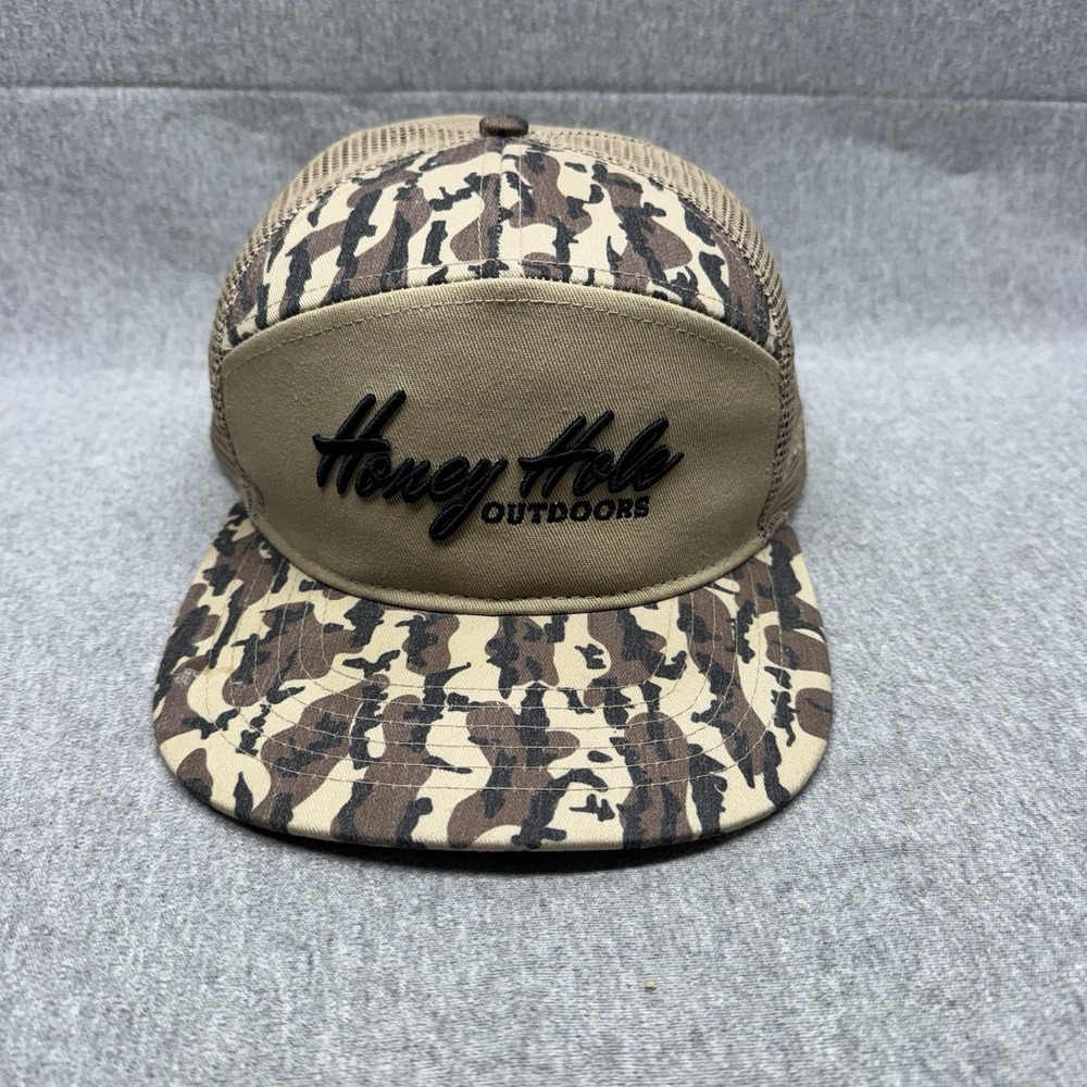 Honey Hole Outdoors camo Hat Cap Snapback Adjustable Tan Duck Hunting Outdoors